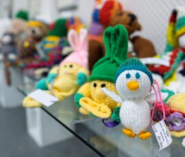 Hand Made Crochet toys displayed at the Tilligerry Arts Group Gallery in Lemon Tree Passage.