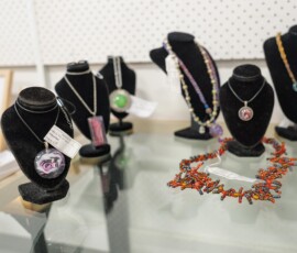 Hand Made Jewellery displayed inside the Tilligerry Arts Group Gallery in Lemon Tree Passage.