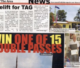 Newspaper coverage of the official unveiling of the refurbished gallery. 2019 newspaper article celebrating the official opening of the refurbished TAG Gallery.